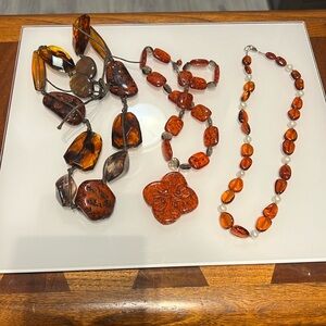 Vintage Estate lot of Amber Necklaces sterling silver 9.25 chunky rodeo western
